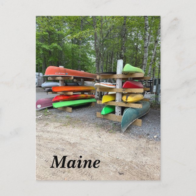 Colourful kayaks holiday postcard (Front)