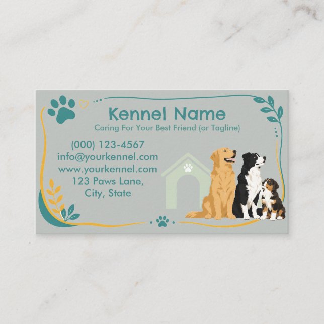 Colourful Kennel Customisable  Business Card (Front)