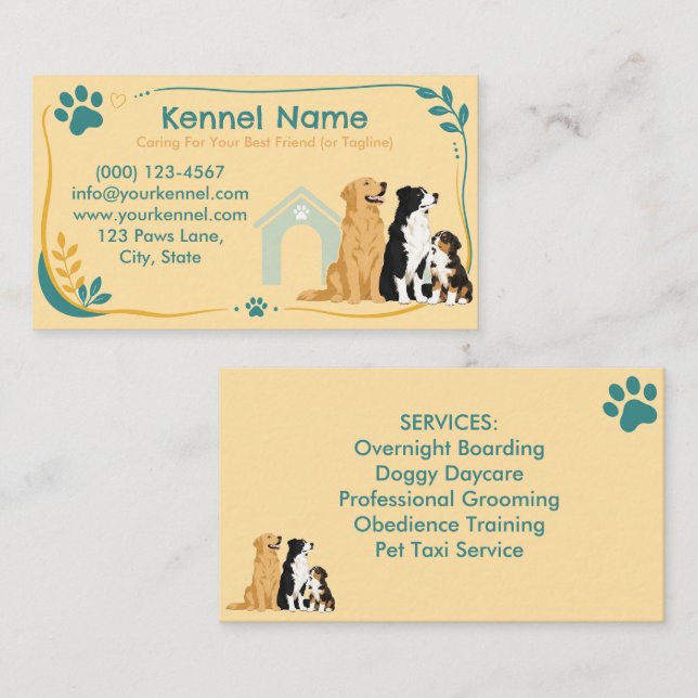 Colourful Kennel Customisable  Business Card (Front/Back)