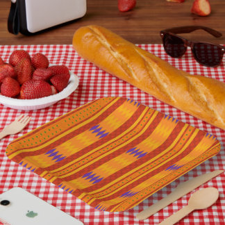 Colourful Kente Afrocentric Pattern Paper Plates