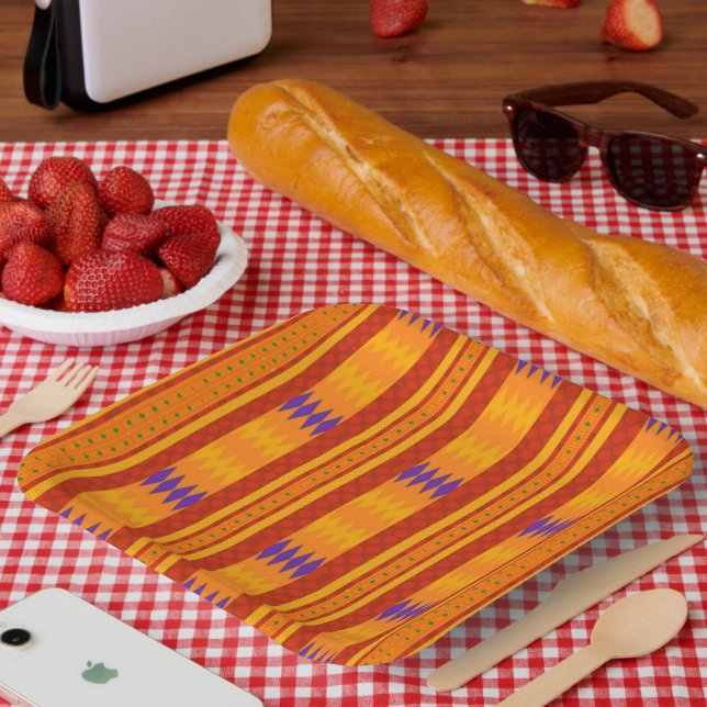 Colourful Kente Afrocentric Pattern Paper Plates (Picnic)
