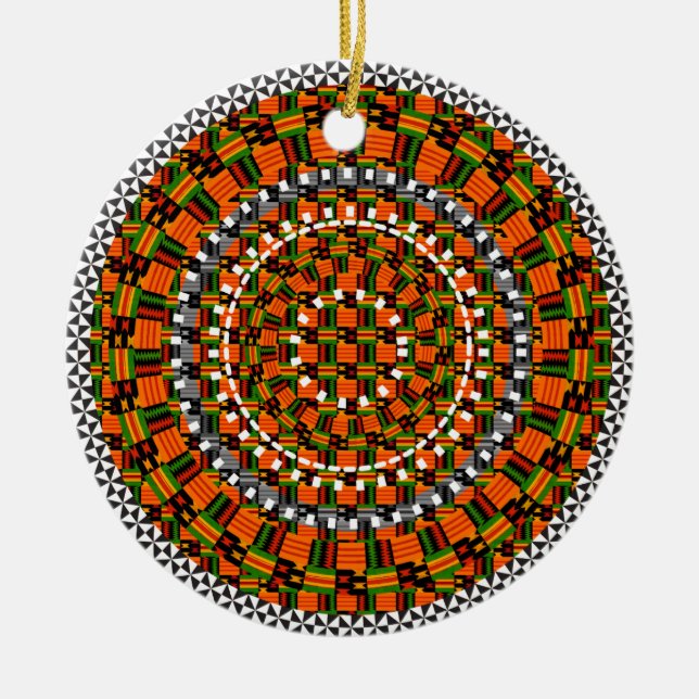 Colourful Kente Design Ceramic Tree Decoration (Front)