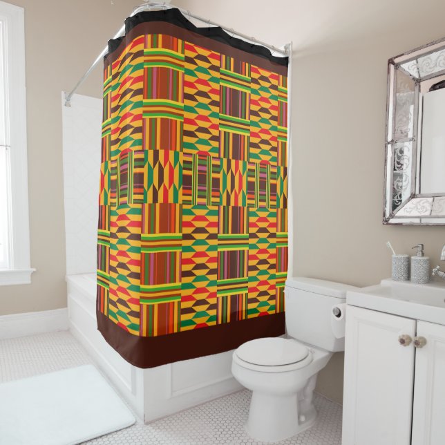 Colourful Kente Shower Curtain (In Situ)