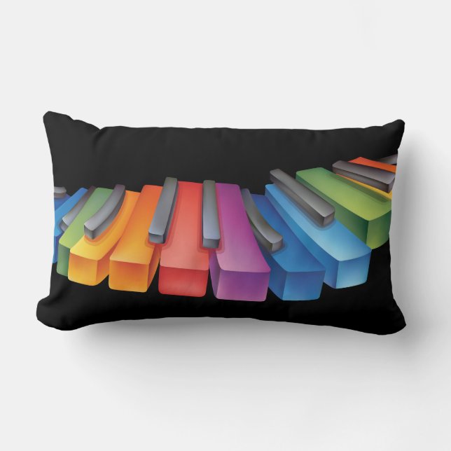 Colourful Keyboard Cool Music Lumbar Cushion (Front)