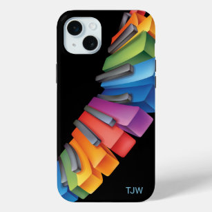 Colourful Keyboard Cool Music with Monogram iPhone 15 Mini Case
