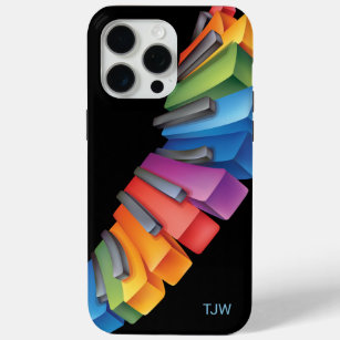 Colourful Keyboard Cool Music with Monogram iPhone 15 Pro Max Case