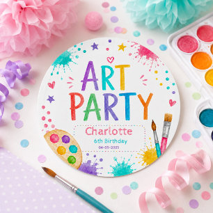 Colourful Kids Art Party 6th Birthday Painting  Classic Round Sticker