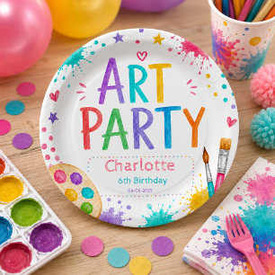 Colourful Kids Art Party 6th Birthday Painting  Paper Plate