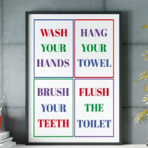 Colourful Kid's Bathroom Wall Poster