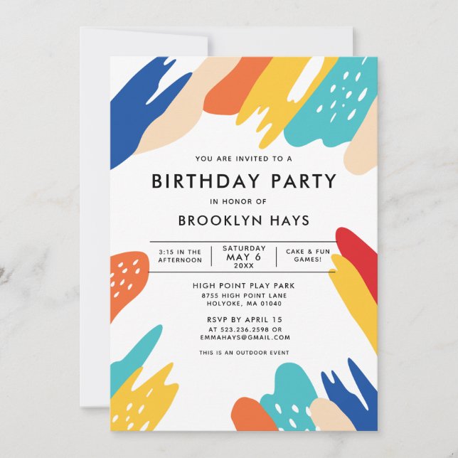 Colourful Kids Birthday Party Invitation (Front)
