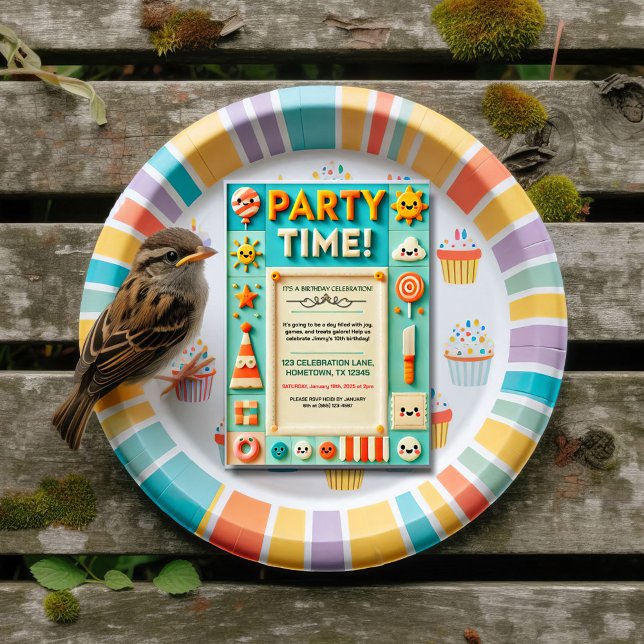 Colourful Kids Birthday Party Invitation (Creator Uploaded)