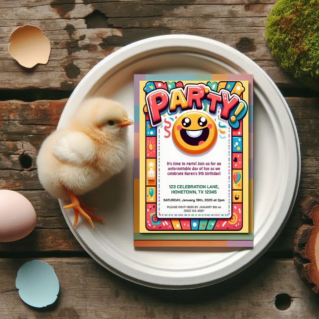 Colourful Kids Birthday Party Invitation (Creator Uploaded)