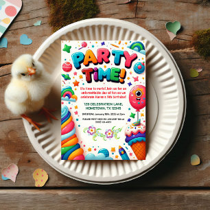 Colourful Kids Birthday Party Invitation