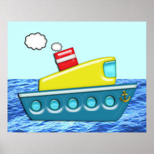 Colourful Kid's Boat Poster
