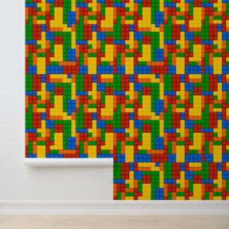 Colourful Kids Building Bricks Pattern Wallpaper