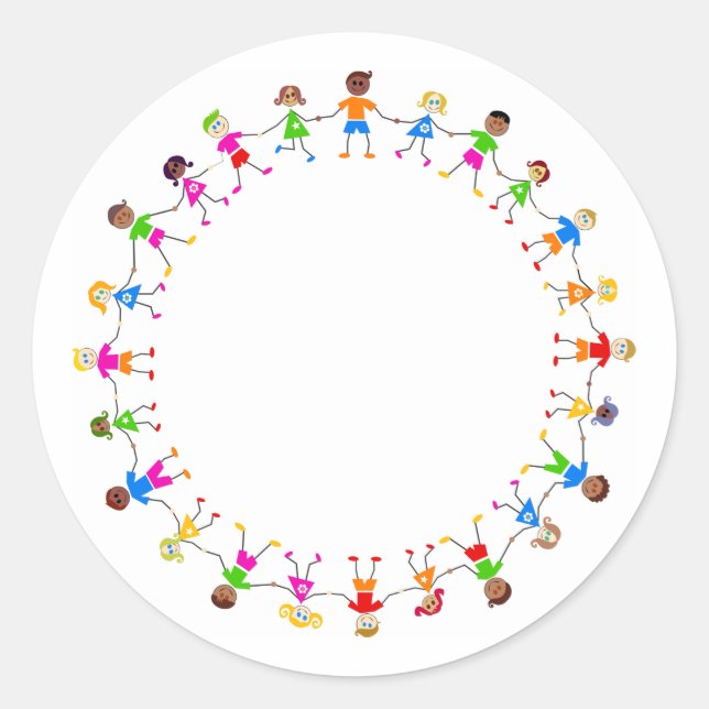 Colourful Kids Classic Round Sticker (Front)