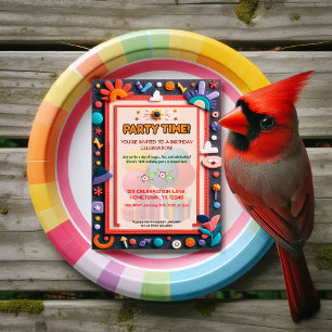 Colourful Kids Felt Birthday Party Invitation