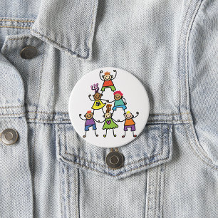 Colourful Kids Friendship Pyramid 7.5 Cm Round Badge