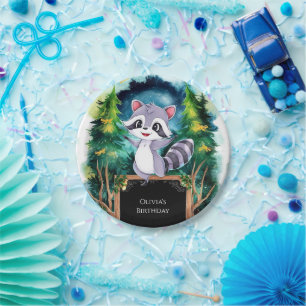 Colourful Kids Racoon Birthday Paper Plate