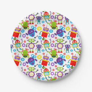 Colourful Kids Robot Paper Plate