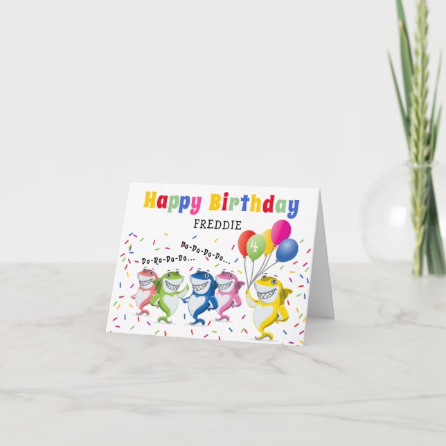 Colourful Kids Shark | Happy Birthday Card (Front)