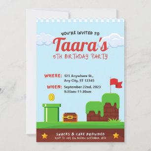 Colourful Kids Video Game Birthday Party Invivatio Invitation