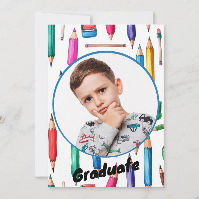 Colourful Kindergarten Graduation  Announcement (Front)