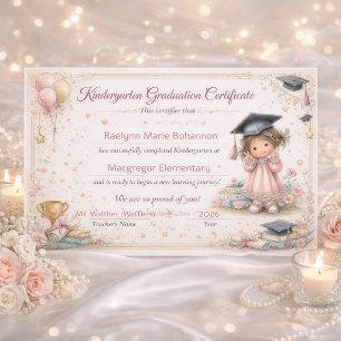 Colourful Kindergarten Graduation Certificate  Photo Print