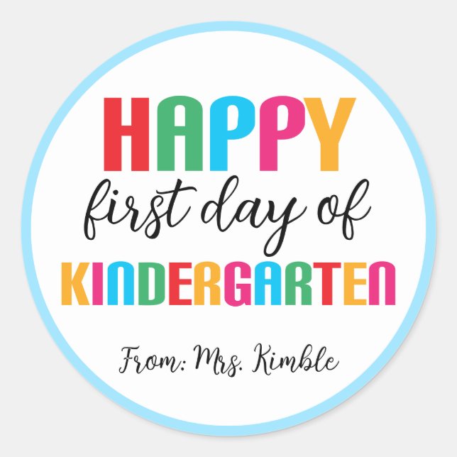 Colourful Kindergarten School Sticker (Front)