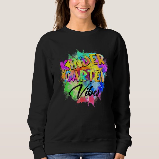 Colourful Kindergarten Vibes Teacher Student Back  Sweatshirt (Front)