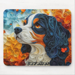 Colourful King Charles Paper Quilling Portrait Mouse Pad
