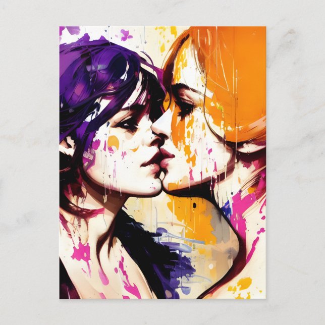 Colourful Kiss Postcard (Front)