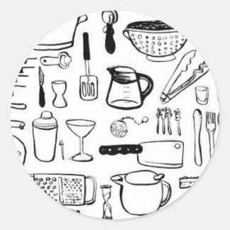Colourful Kitchen Patterns Classic Round Sticker