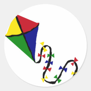 Colourful Kite Flying Art Classic Round Sticker
