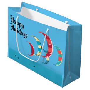 Colourful Kite Surfing Kites in Blue Sky Large Gift Bag