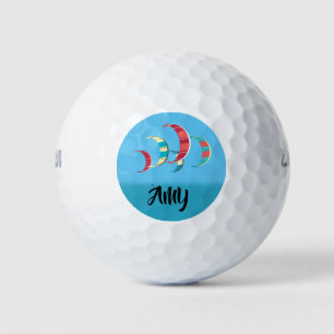 Colourful Kite Surfing Kites with Blue Skies Golf Balls