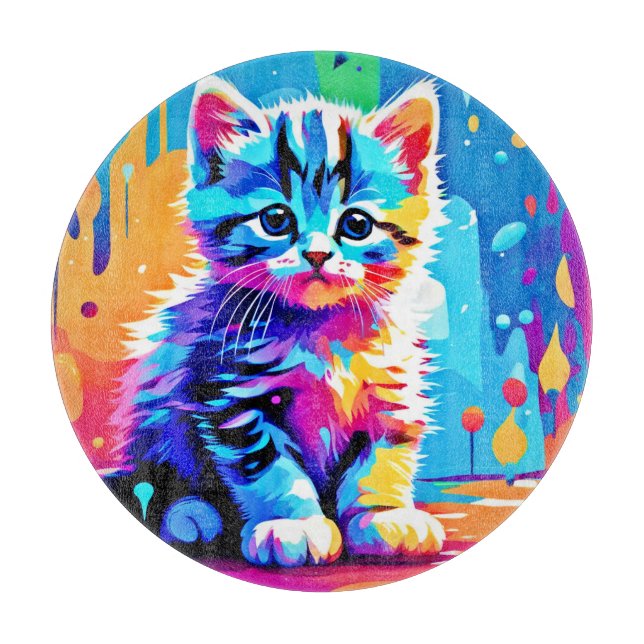 Colourful Kitten Design  Cutting Board (Front)