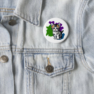 Colourful Kitten Ink Splash Button