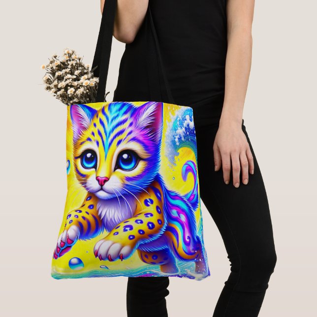 Colourful Kitten Tote Bag (Close Up)