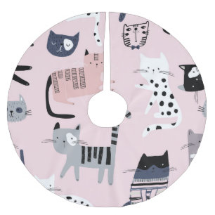 Colourful Kittens: Childish Pink Vintage Brushed Polyester Tree Skirt
