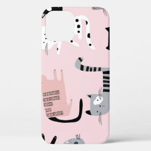 Colourful Kittens: Childish Pink Vintage iPhone 12 Case