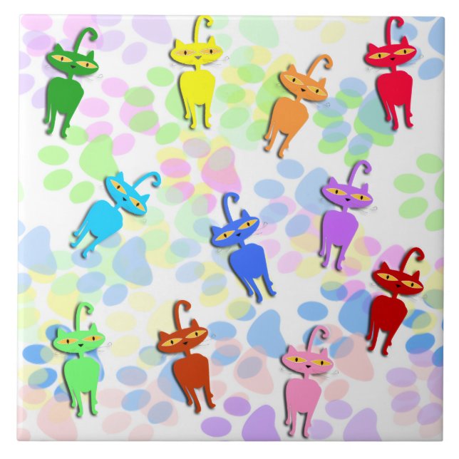Colourful Kitties Tile (Front)