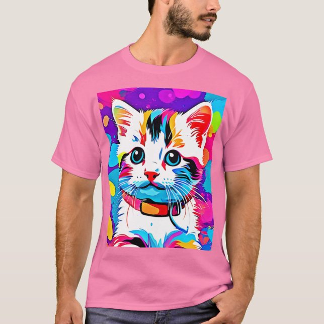 Colourful Kitty Art T-Shirt (Front)