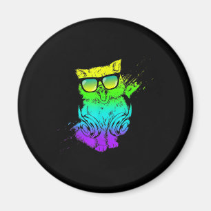 Colourful Kitty Cat Music Lover Gift Magnet