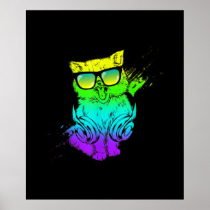 Colourful Kitty Cat Music Lover Gift Poster
