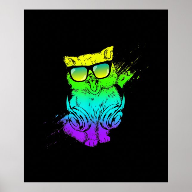 Colourful Kitty Cat | Music Lover Gift Poster (Front)