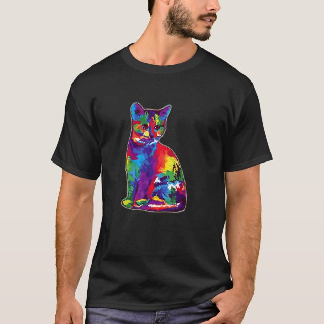 Colourful Kitty Cat T-Shirt (Front)
