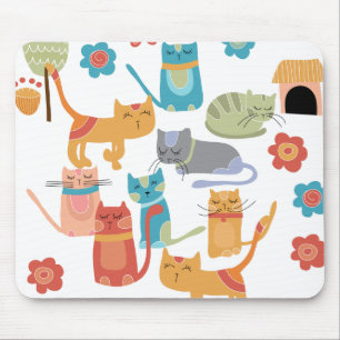 Colourful Kitty Cats Print Gifts for Cat Lovers Mouse Pad