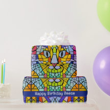 Colourful Kitty Face - Big Text for Kids or Senior
