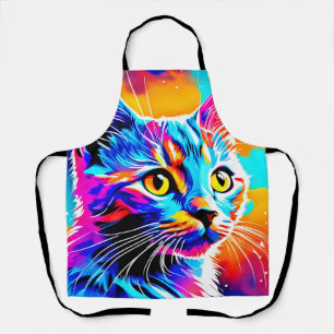 Colourful Kitty Stare Apron